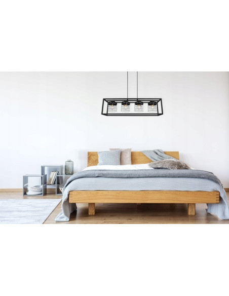 Lampa wisząca RASTI CAGE w stylu industrialnym, czarna z chromem, 4 źródła światła, regulowana wysokość, nowoczesne wnętrza