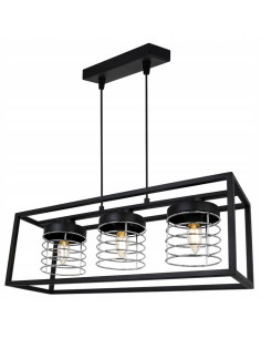 Lampa wisząca RASTI CAGE – nowoczesny design w stylu industrialnym, metalowa konstrukcja, 3 źródła światła, regulowany zwis.