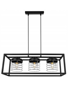 Lampa wisząca RASTI CAGE – nowoczesny design w stylu industrialnym, metalowa konstrukcja, 3 źródła światła, regulowany zwis. 2