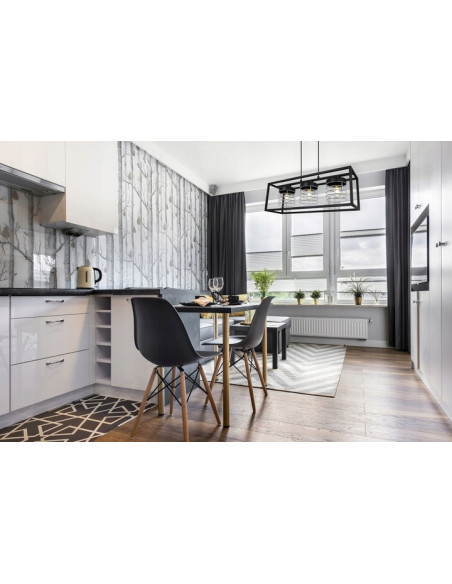 Lampa wisząca RASTI CAGE – nowoczesny design w stylu industrialnym, metalowa konstrukcja, 3 źródła światła, regulowany zwis.