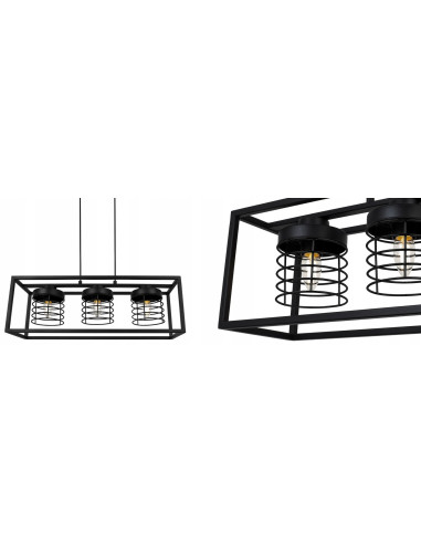 Lampa wisząca loftowa RASTI CAGE z regulacją wysokości – elegancja do biura, salonu i sypialni.