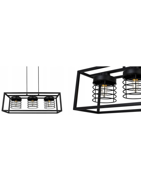 Lampa wisząca loftowa RASTI CAGE z regulacją wysokości – elegancja do biura, salonu i sypialni.
