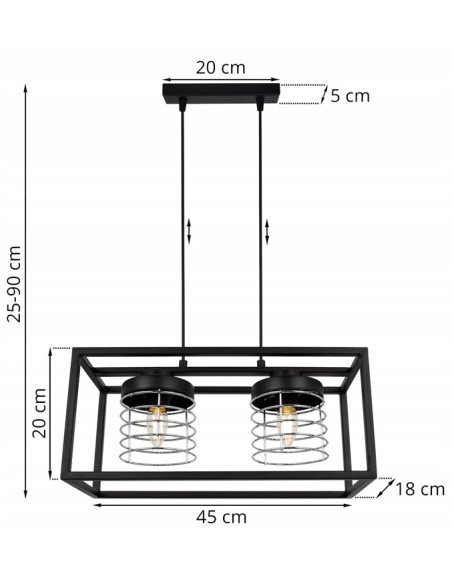 Nowoczesna lampa wisząca RASTI w chromie – regulowana doświetlenie dla młodzieżowych wnętrz i stylu loftowego.