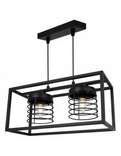 Lampa sufitowa RASTI CAGE E27 – Metalowa, Regulowana Lampa w Stylu Loftowym do Kuchni i Wnętrz Nowoczesnych, Czarna