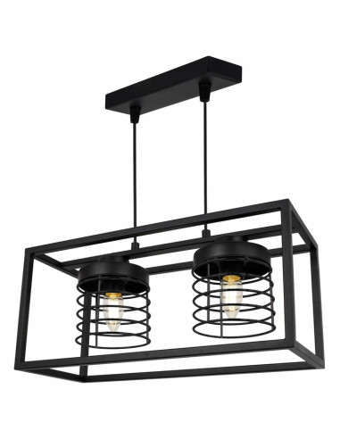 Lampa sufitowa RASTI CAGE E27 – Metalowa, Regulowana Lampa w Stylu Loftowym do Kuchni i Wnętrz Nowoczesnych, Czarna