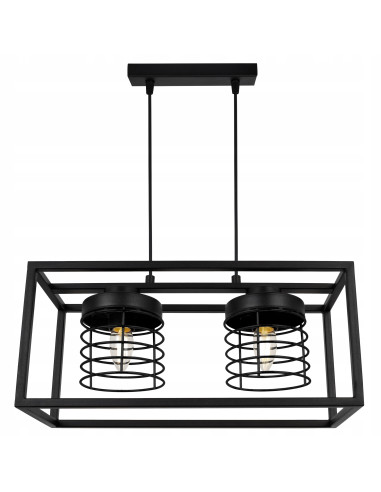 Lampa sufitowa RASTI CAGE E27 – Metalowa, Regulowana Lampa w Stylu Loftowym do Kuchni i Wnętrz Nowoczesnych, Czarna