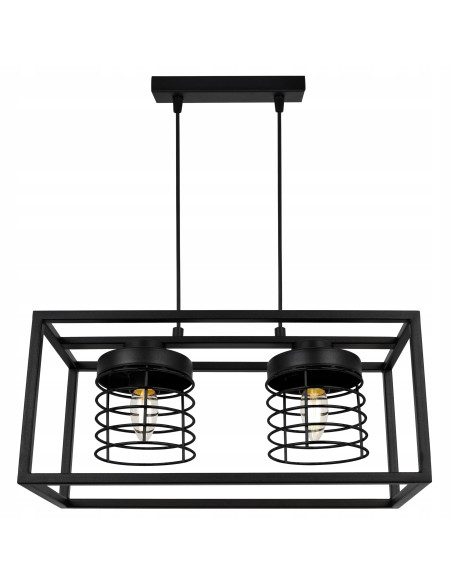 Lampa sufitowa RASTI CAGE E27 – Metalowa, Regulowana Lampa w Stylu Loftowym do Kuchni i Wnętrz Nowoczesnych, Czarna