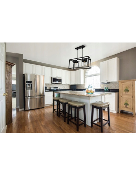 Lampa sufitowa RASTI CAGE E27 – Metalowa, Regulowana Lampa w Stylu Loftowym do Kuchni i Wnętrz Nowoczesnych, Czarna