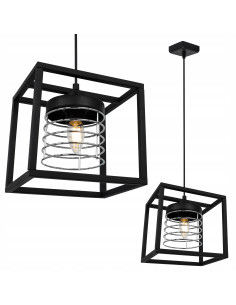 Lampa wisząca RASTI CAGE w stylu industrialnym, chromowany klosz, regulowana, eleganckie oświetlenie do każdego wnętrza
