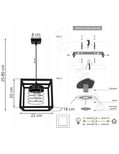 Lampa wisząca RASTI CAGE w stylu industrialnym, chromowany klosz, regulowana, eleganckie oświetlenie do każdego wnętrza