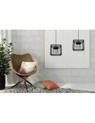 Lampa wisząca RASTI CAGE w industrialnym stylu, czarna metalowa, regulowany zwis, E27, nowoczesne oświetlenie do wnętrz