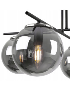 Plafon MODENA 4 z dymionymi kloszami - eleganckie oświetlenie do sypialni, salonu i jadalni, czarny metal. 2