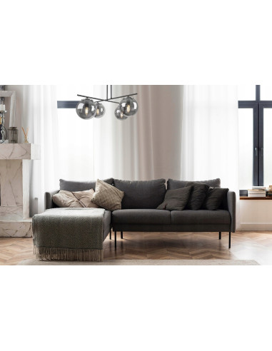 Plafon MODENA 4 z dymionymi kloszami - eleganckie oświetlenie do sypialni, salonu i jadalni, czarny metal.