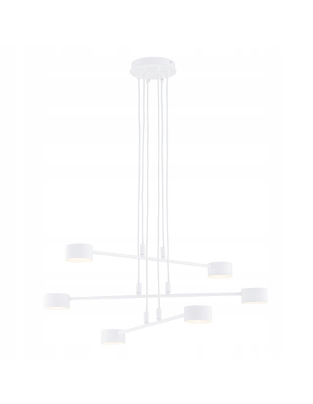 Nowoczesny żyrandol MODUS 6 WHITE - elegancki metalowy żyrandol do sypialni i salonu z 6 punktami świetlnymi