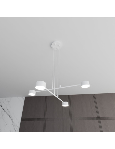 Lampa sufitowa MODUS 4 WHITE - nowoczesne 4-ramienne oświetlenie do salonu, sypialni i biura w eleganckim białym kolorze