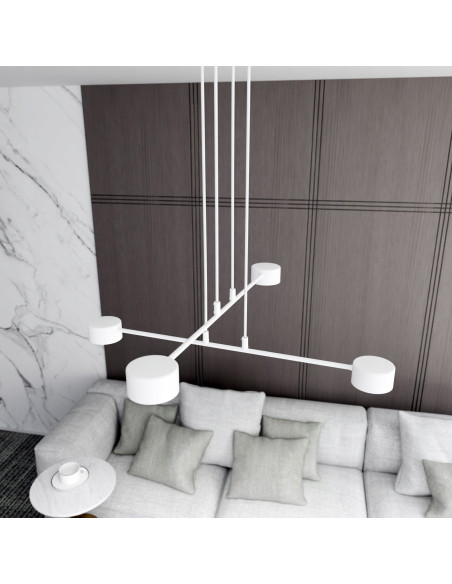 Lampa sufitowa MODUS 4 WHITE - nowoczesne 4-ramienne oświetlenie do salonu, sypialni i biura w eleganckim białym kolorze