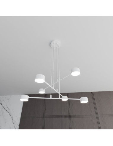 Nowoczesny żyrandol MODUS 6 WHITE - elegancki metalowy żyrandol do sypialni i salonu z 6 punktami świetlnymi