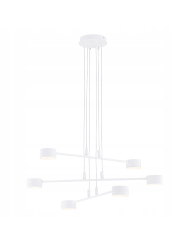 Nowoczesny żyrandol MODUS 6 WHITE - elegancki metalowy żyrandol do sypialni i salonu z 6 punktami świetlnymi