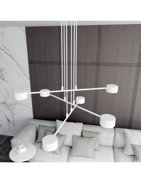 Nowoczesny żyrandol MODUS 6 WHITE - elegancki metalowy żyrandol do sypialni i salonu z 6 punktami świetlnymi