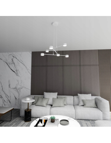 Nowoczesny żyrandol MODUS 6 WHITE - elegancki metalowy żyrandol do sypialni i salonu z 6 punktami świetlnymi