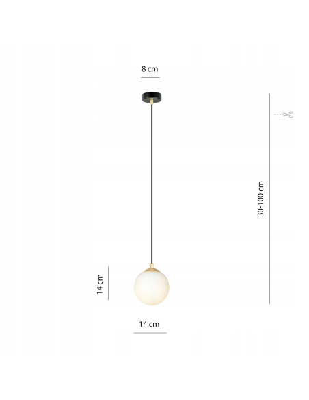 Lampa wisząca ROYAL, minimalistyczna kula biała z złotymi akcentami, eleganckie oświetlenie do salonu i kuchni