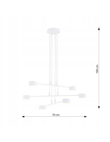 Nowoczesny żyrandol MODUS 6 WHITE - elegancki metalowy żyrandol do sypialni i salonu z 6 punktami świetlnymi