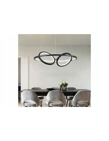 Lampa wisząca Gilian w matowej czerni z futurystycznymi pierścieniami - elegancja do nowoczesnych wnętrz