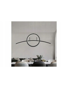 Lampa wisząca EVORA - czarna matowa, minimalistyczna, zintegrowane LED do biura, jadalni, salonu i sypialni. 2