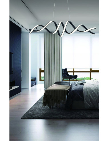 Lampa wisząca QUOTO w minimalistycznym stylu z dynamicznym wzorem spirali - nowoczesne oświetlenie do wnętrz.
