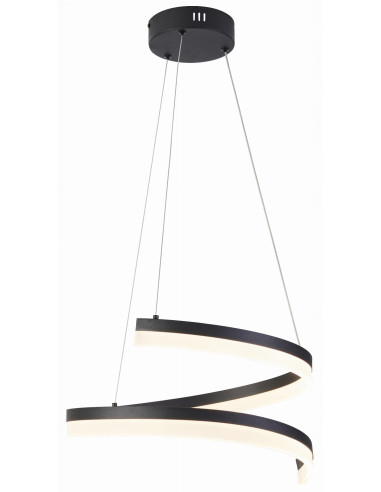 Lampa wisząca Monacor 28W, czarna spiralna, nowoczesny design do salonu, sypialni, biura i kuchni