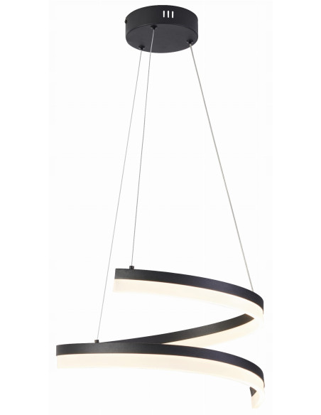 Lampa wisząca Monacor 28W, czarna spiralna, nowoczesny design do salonu, sypialni, biura i kuchni