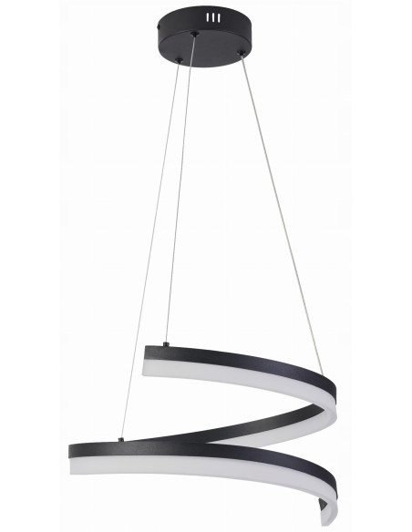 Lampa wisząca Monacor 28W, czarna spiralna, nowoczesny design do salonu, sypialni, biura i kuchni