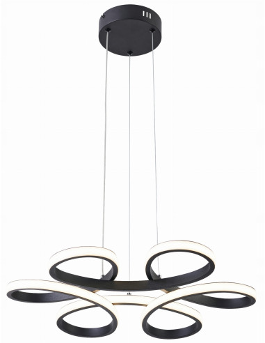 Lampa Wisząca Burton z Kwiatowym Wzorem, Nowoczesna, Czarna, Idealna do Jadalni i Sypialni, Źródło LED 40W