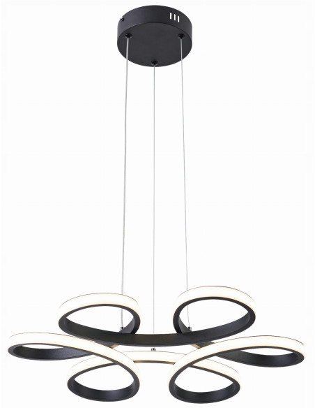 Lampa Wisząca Burton z Kwiatowym Wzorem, Nowoczesna, Czarna, Idealna do Jadalni i Sypialni, Źródło LED 40W