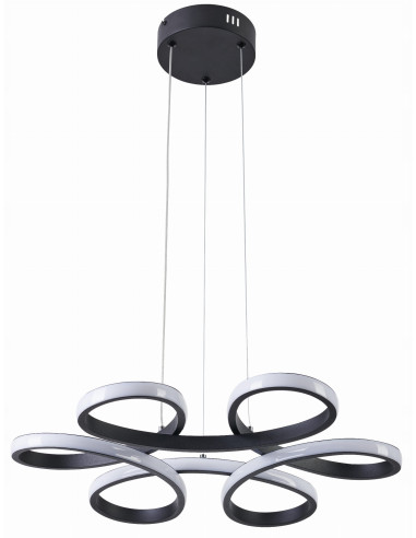 Lampa Wisząca Burton z Kwiatowym Wzorem, Nowoczesna, Czarna, Idealna do Jadalni i Sypialni, Źródło LED 40W