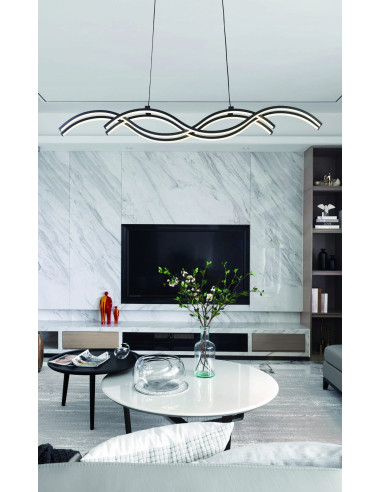 Nowoczesna lampa sufitowa ARUBA w kształcie morskich fal - czarna, 3D, idealna do salonu i sypialni