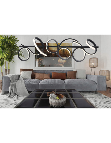 Lampa wisząca Lozanna LED - nowoczesny design dynamicznego wzoru do jadalni, salonu i biura, eleganckie oświetlenie.