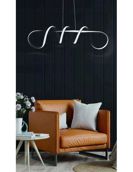 Lampa wisząca LED VESPER w nowoczesnym stylu fali, czarna, 120 cm - eleganckie oświetlenie do salonu i sypialni