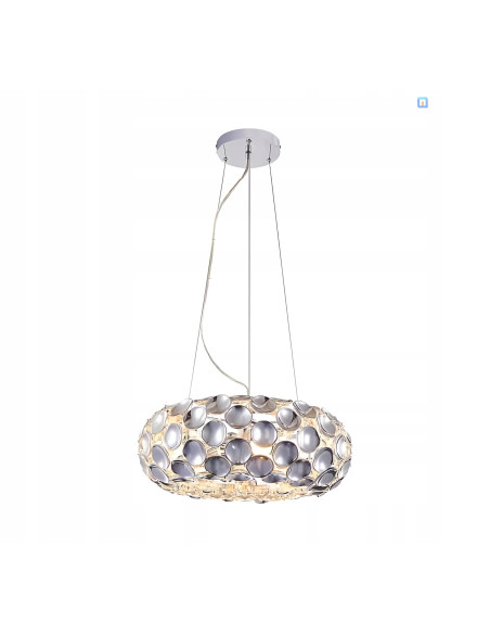 Lampa wisząca Ontario - eleganckie oświetlenie glamour w chromie i akrylu, idealne do stylowych wnętrz.