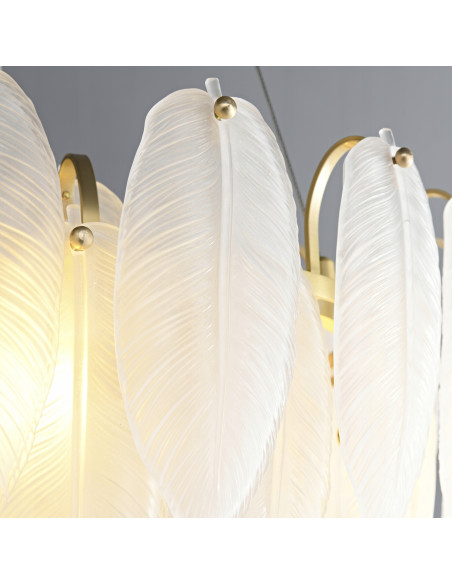 Lampa wisząca PIUMA z kryształami w kształcie piór - nowoczesna elegancja do każdego wnętrza