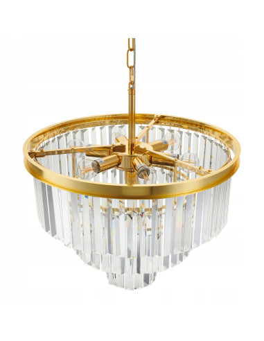 Lampa wisząca SPLENDORE z kryształami w złotym kolorze - elegancki dodatek do każdego wnętrza.