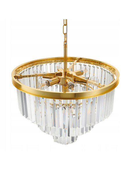 Lampa wisząca SPLENDORE z kryształami w złotym kolorze - elegancki dodatek do każdego wnętrza.