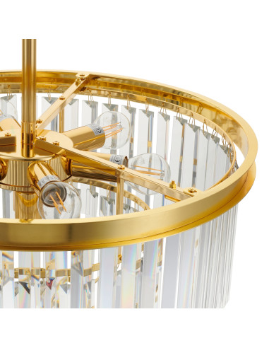 Lampa wisząca SPLENDORE z kryształami w złotym kolorze - elegancki dodatek do każdego wnętrza.