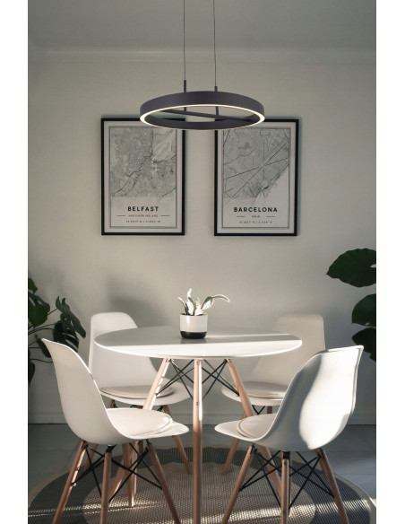 Lampa wisząca Coltrain RING LED czarna z regulacją wysokości i zmiennym kolorem światła do salonu i sypialni