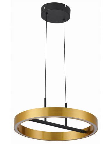Lampa wisząca LED Ring Coltrain - złoto-czarna elegancja dla nowoczesnych wnętrz biurowych i kuchennych