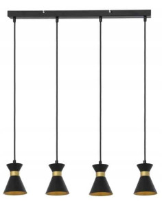 Lampa sufitowa BREDA w stylu nowoczesnym z czarnymi stożkami i złotymi akcentami – elegancja do każdego wnętrza.