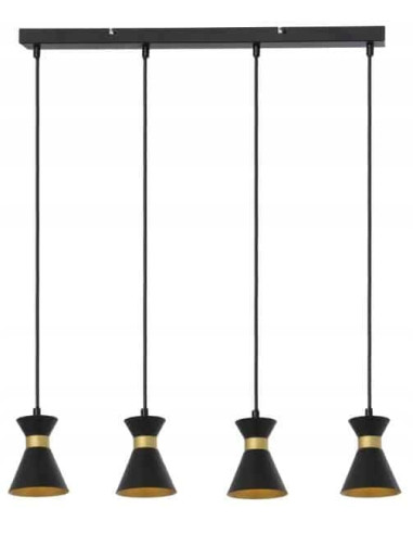 Lampa sufitowa BREDA w stylu nowoczesnym z czarnymi stożkami i złotymi akcentami – elegancja do każdego wnętrza.