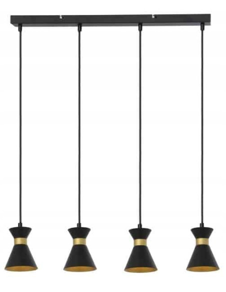 Lampa sufitowa BREDA w stylu nowoczesnym z czarnymi stożkami i złotymi akcentami – elegancja do każdego wnętrza.