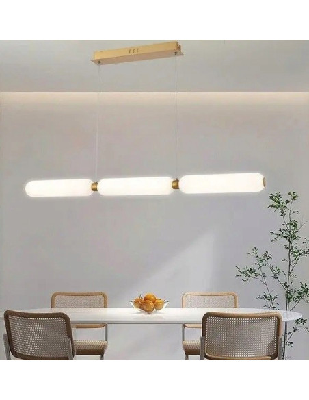 Lampa wisząca Catkin LED z metalowymi akcentami w złocie - nowoczesne oświetlenie do jadalni i salonu