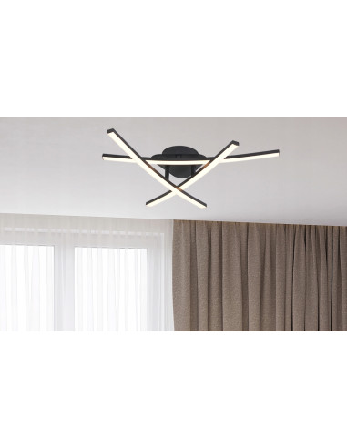 Nowoczesny plafon LED Oren w kolorze czarnym z 3 źródłami światła - eleganckie oświetlenie do każdego wnętrza.